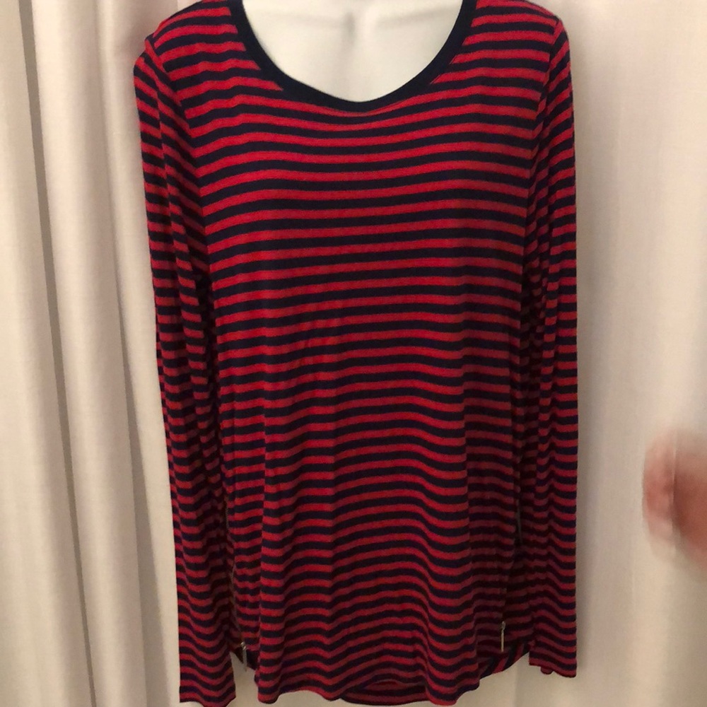 Michael Kors, Macintosh striped type top, red/ navy, size L, NWT